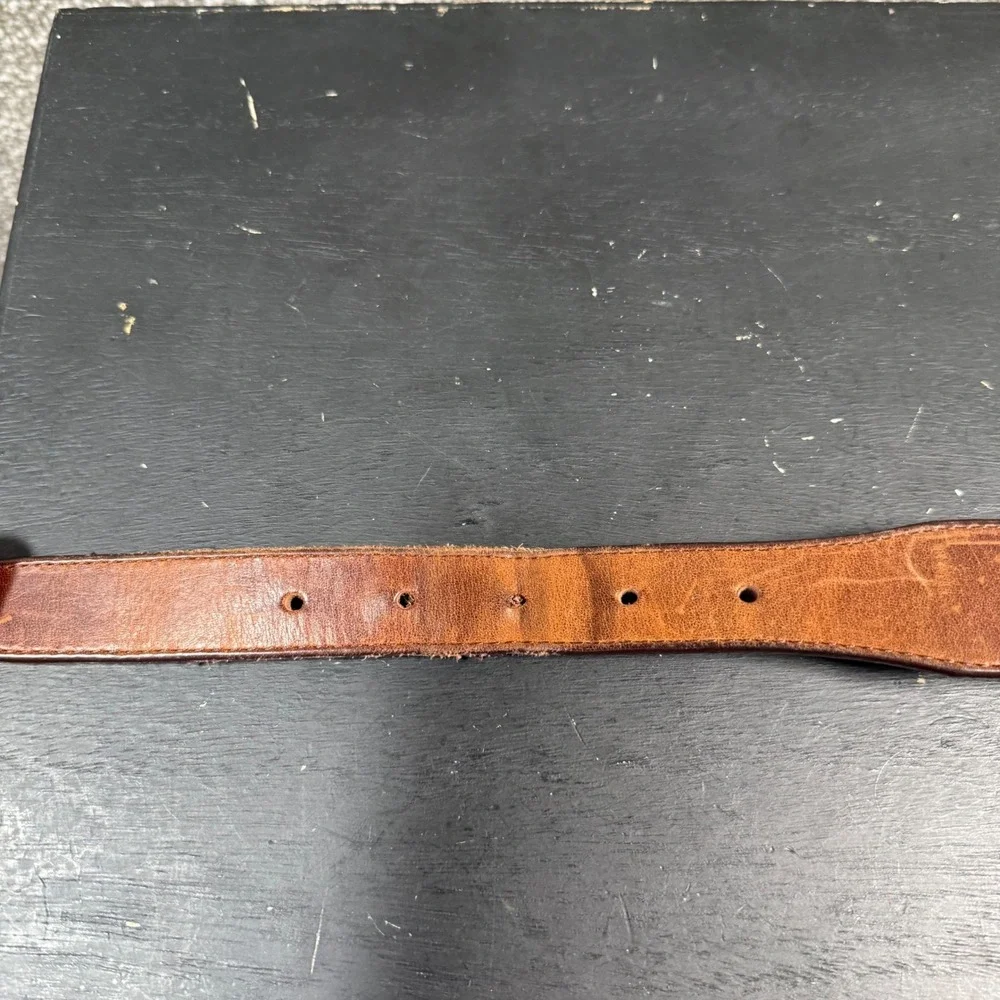 Orvis Buffalo Nickel Woven Inlay Leather Belt Mens 32 Brown Western Cowboy Boho